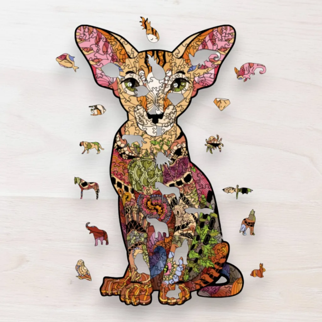 Drevené puzzle Africká mačka