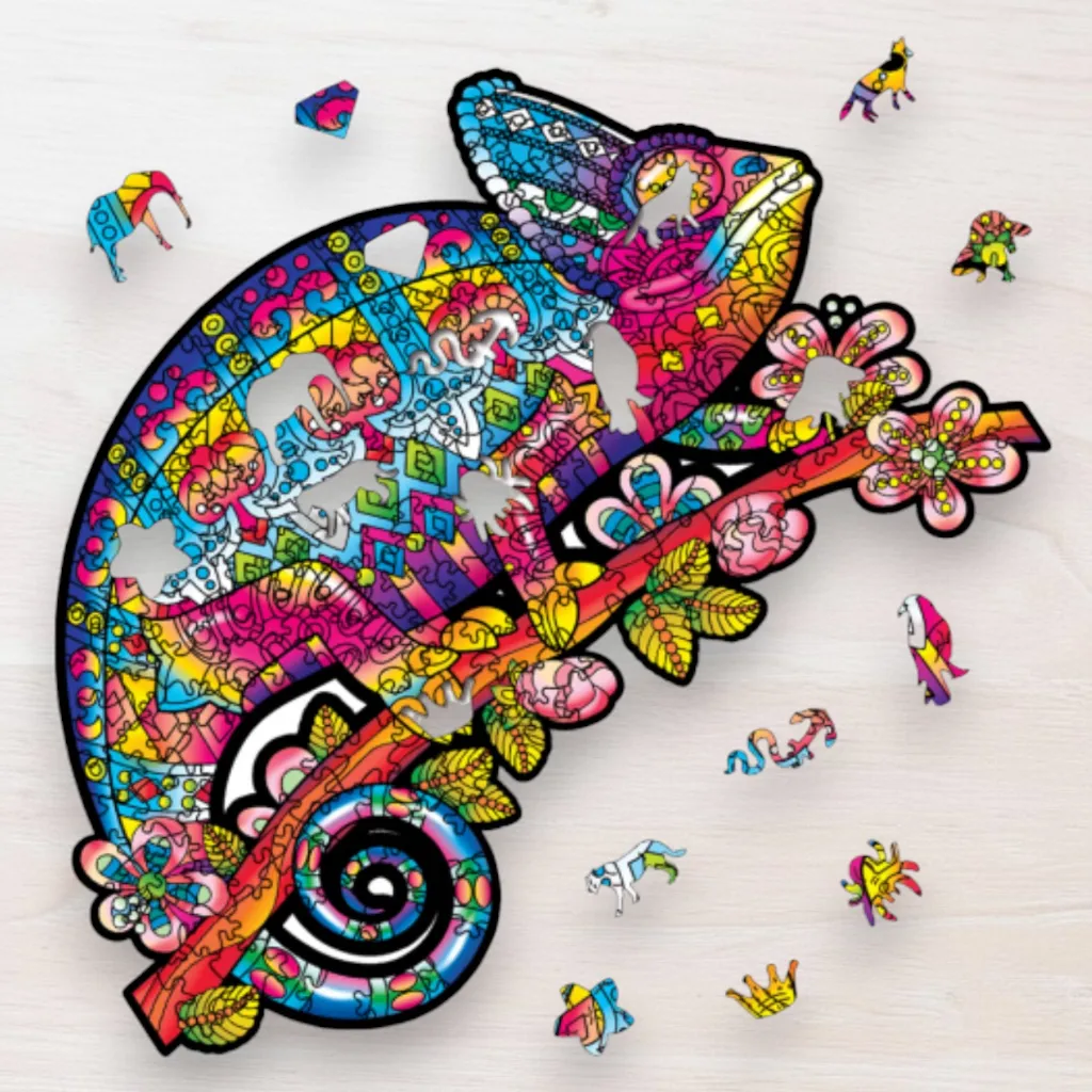 Drevené puzzle Chameleón z ríše snov