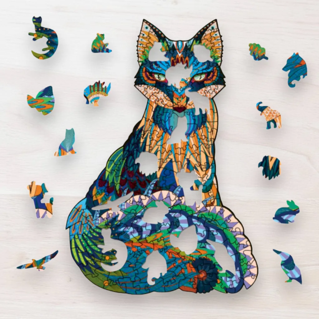 Drevené puzzle Farebná líška