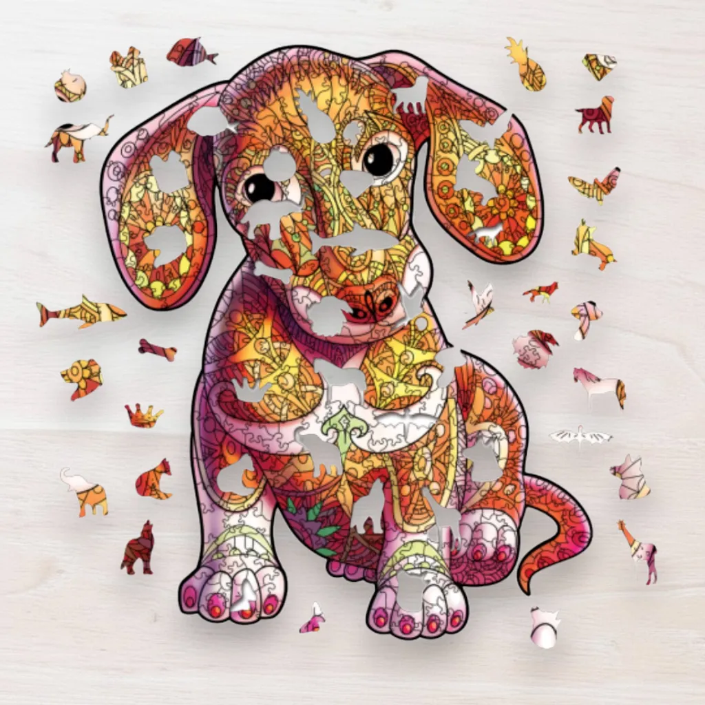 Drevené puzzle Farebný jazvečík