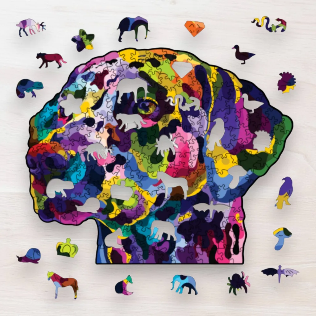Drevené puzzle Farebný Labrador