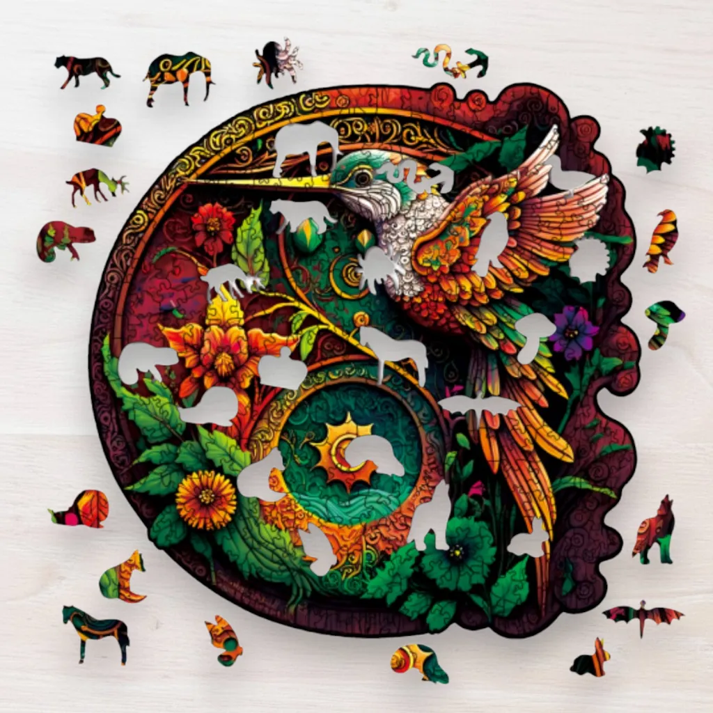 Drevené puzzle Kolibrík