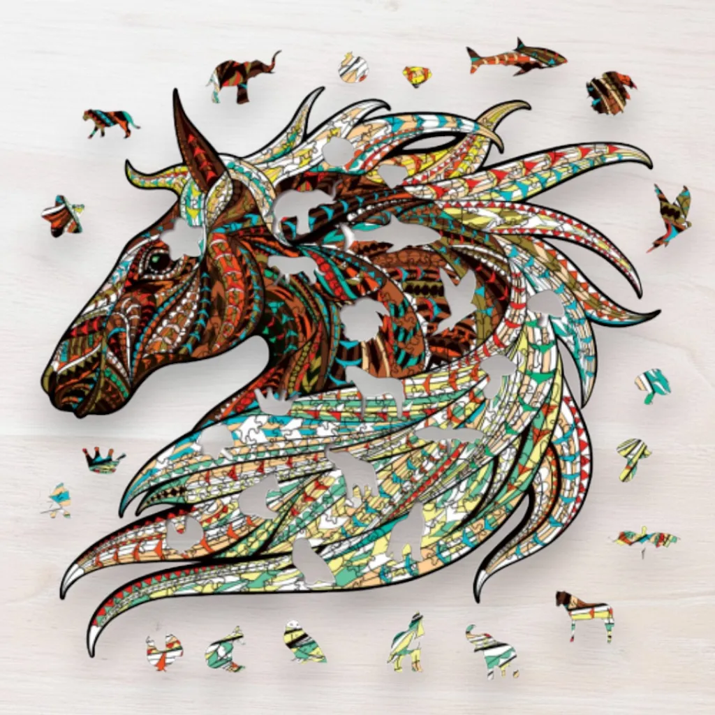 Drevené puzzle Kôň