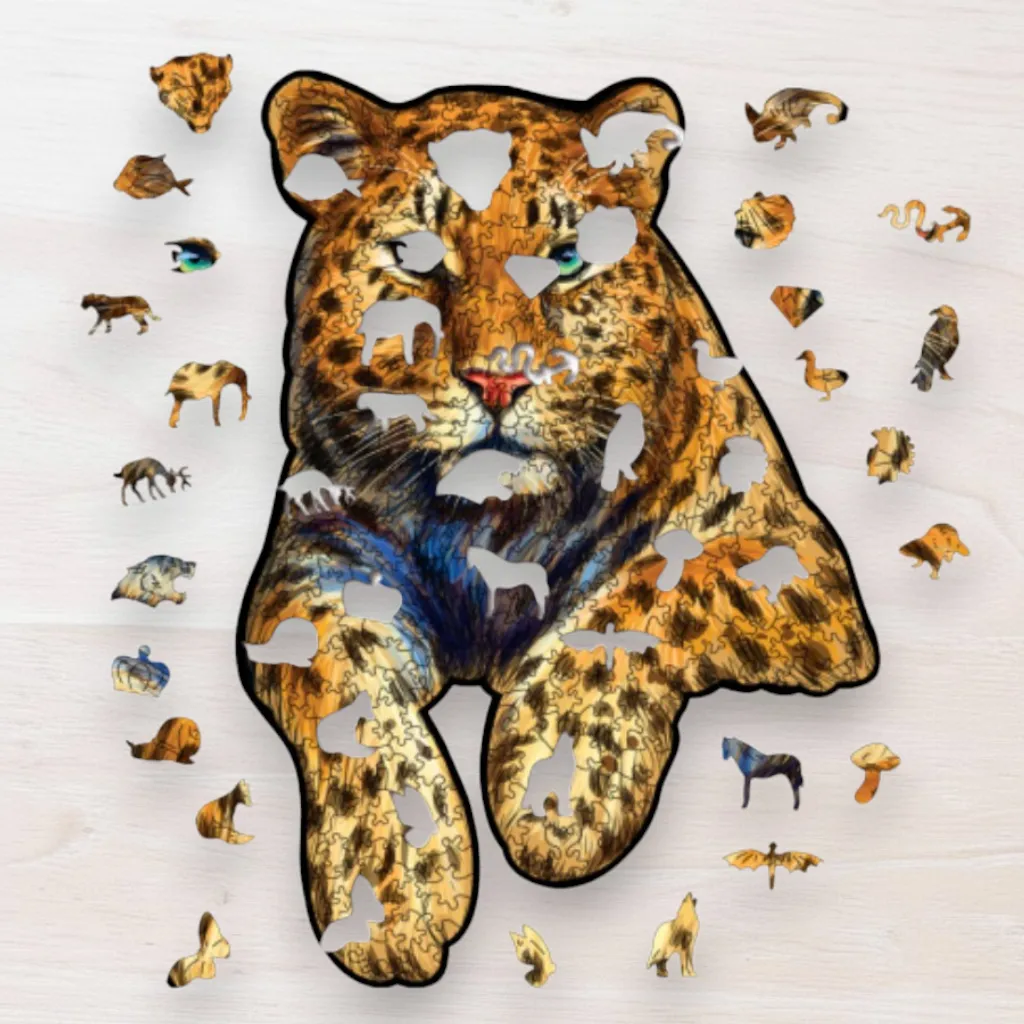 Drevené puzzle Leopard