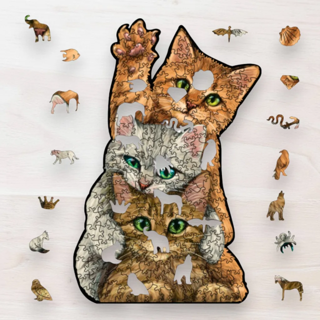 Drevené puzzle Mačiatka