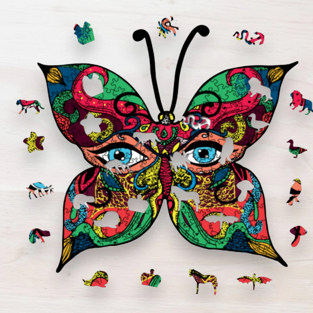 Drevené puzzle Motýľ s očami